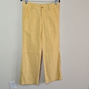 Pilcro and the Letterpress Light Yellow Chinos Linen Wide Leg Pants Coastal